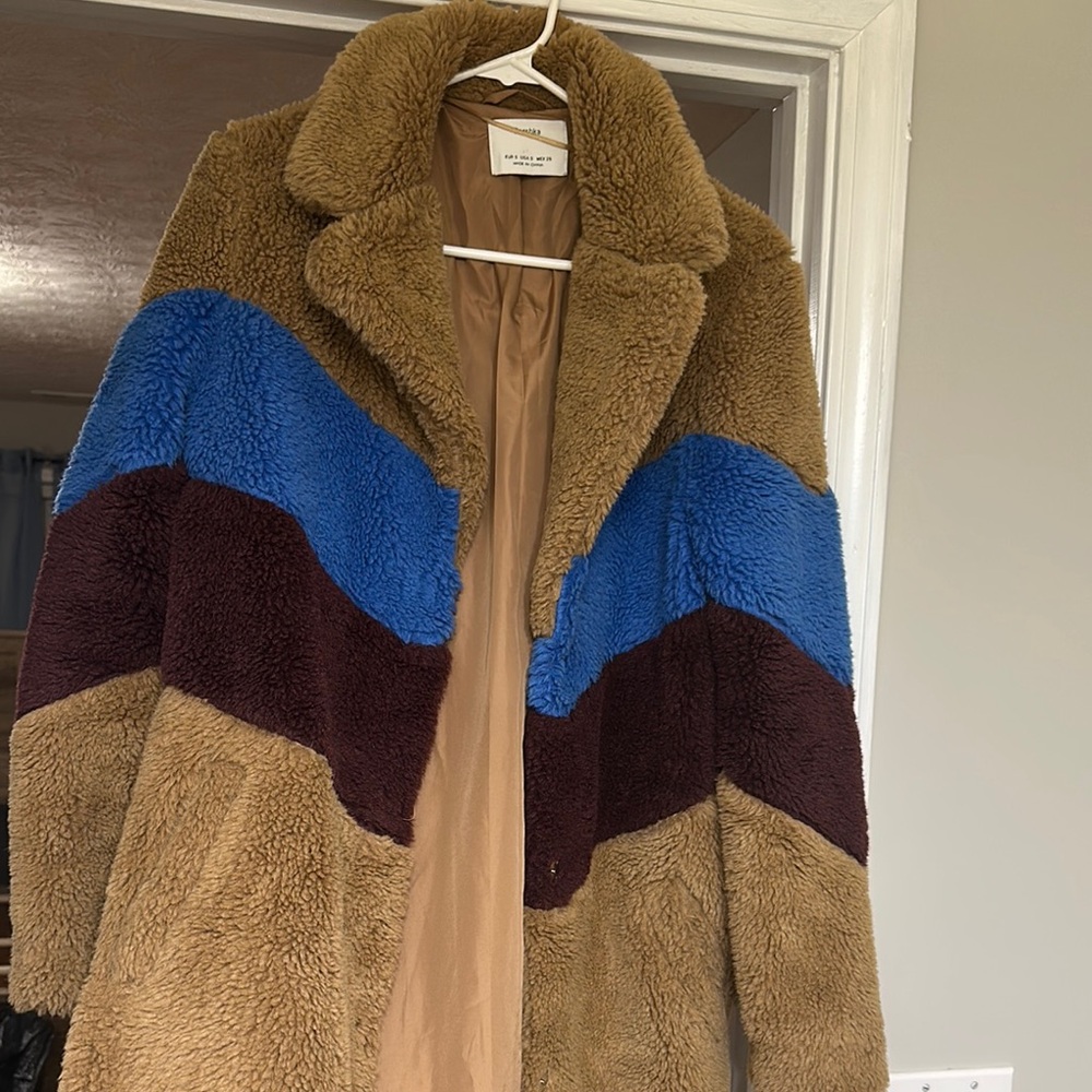 Colorblock Faux Fur Coat